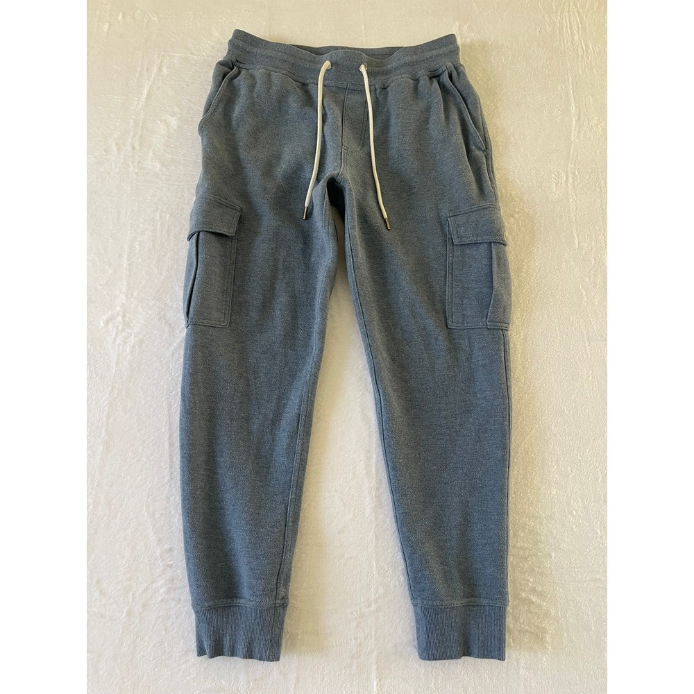 Brooks Brothers Mens Small Blue Cargo Jogger Sweatpants Drawstring Fleece Pants
